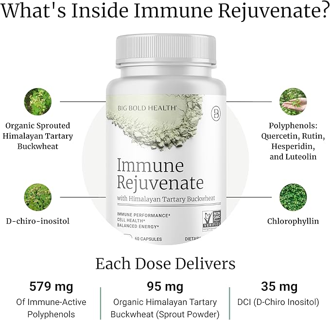 BIG BOLD HEALTH Longevity Bundle - Complete Immune System Support with HTB Rejuvenate Omega-3 &amp Microbiome Supplement - Non-GMO Gluten-Free Immune System Booster w/Polyphenols Prebiotics &amp