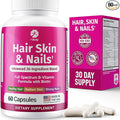 1 Body Hair Skin and Nails Vitamins with Biotin – Hair Growth Supplement for Women &amp Men with 26 Vitamins Minerals &amp Herbal Extracts – Stronger Hair Healthy Skin &amp Nails – 60 Vegan Capsu