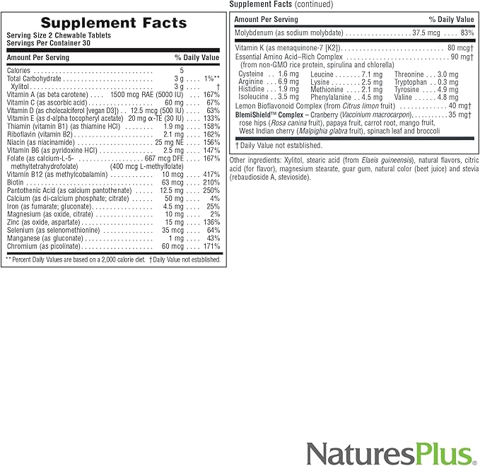 NaturesPlus Source of Life Power Teen for Him Wild Berry - 60 Chewable Tablets Pack of 2 - High Potency Teenage Multivitamin - Gluten Free Sugar Free - 60 Total Servings