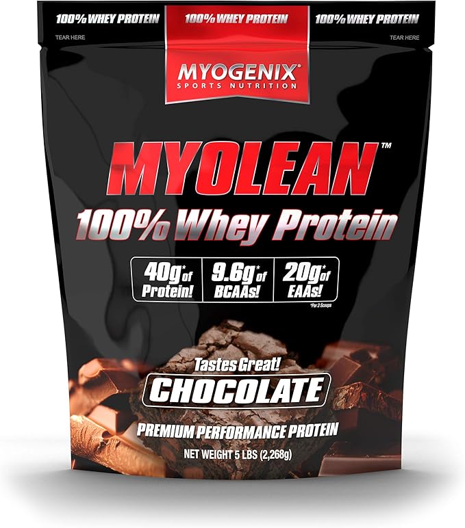 Myogenix Myolean – 100% Whey Protein Powder – 40g Protein per Serving – Low Carb – Ideal for Smoothies Meal Replacement Shakes Pre Workout &amp Post Workout Shakes – Chocolate (5lbs)