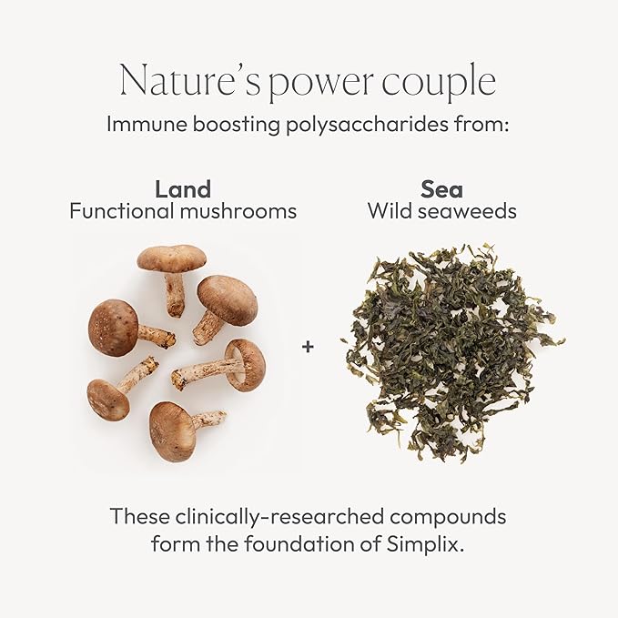 Simplix | Natural Supplement to Strengthen The Immune System | Respond to Outbreaks | Source of Highly Researched Mushroom &amp Seaweed Polysaccharides 60 Veggie Capsules (1 Pack)