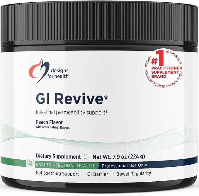 Designs for Health GI Revive Gut Health Powder - L Glutamine &amp Citrus Pectin for Digestive Health + Slippery Elm Marshmallow Root &amp Cat's Claw for Healthy Intestinal &amp Gut Lining Support*