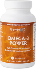 BRAINMD Dr Amen Omega-3 Power - 60 Capsules - Joint &amp Immune Support Supplement - Contains DHA &amp EPA - Gluten Free - 30 Servings