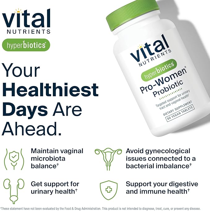Hyperbiotics Vital Nutrients Pro Women Probiotics for Women | Vaginal Probiotics for PH Balance | Oral Probiotic for Vaginal Health and Urinary Tract Health | 6 Targeted Strains | 60 Vegan Tablets