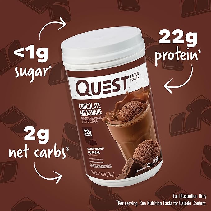 Quest Peanut Butter &amp Chocolate Milkshake Protein Powders 23g &amp 22g Protein 1.6lb Each