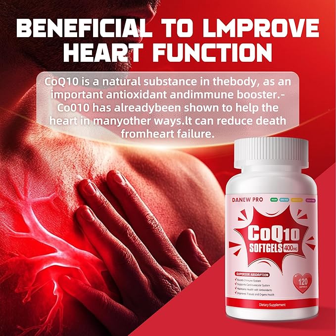 CoQ10-400mg-Softgels with PQQ BioPerine &amp Omega-3 Coenzyme Q10(Ubiquinone) Supplement for High-Absorption Powerful-Antioxidant Support Heart &amp Energy-Production 120 Servings
