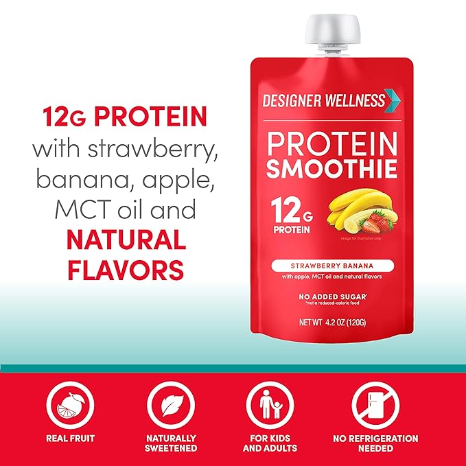 Designer Wellness Protein Smoothies Super Fruits Variety Pack and Strawberry Banana Bundle
