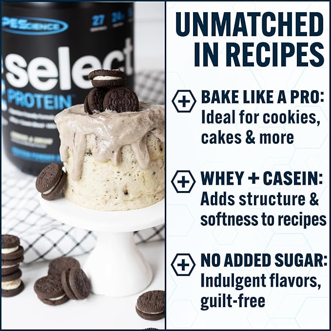 PEScience Select Protein Powder Whey and Casein Blend Lean Protein Powder for Women and Men Low Calorie Low Carb Keto Friendly Gluten Free Cookies and Cream - 55 Servings