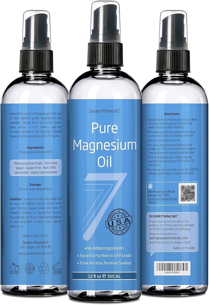 Seven Minerals Pure Magnesium Oil &amp Pure Magnesium Bath Flakes