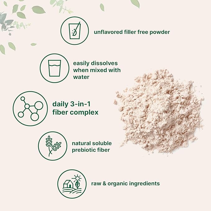 Micro Ingredients Organic Triple Fiber Powder 2lb | Natural Prebiotic to Support Digestive &amp Gut Health | Soluble Easily Digestible | Unflavored Vegan