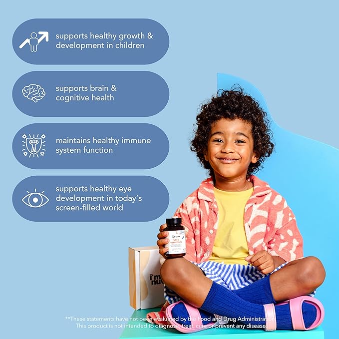 Picky Essentials Kids Multivitamin with Iron + Zinc | 20+ Essential Nutrients | Ages 2+ | Naturally Strawberry Flavored | Vitamins and Minerals A C D3 Bs | No Added Sugar | 60 Chewable Tablets