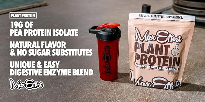 MAX EFFORT Plant Protein Powder 19 G Pea Protein Plant Based Gluten Free Low Carb Protein Shake or Smoothie Mix Meal Replacement No Whey No Sugar Substitutes Chocolate Peanut Butter 20 Srvg