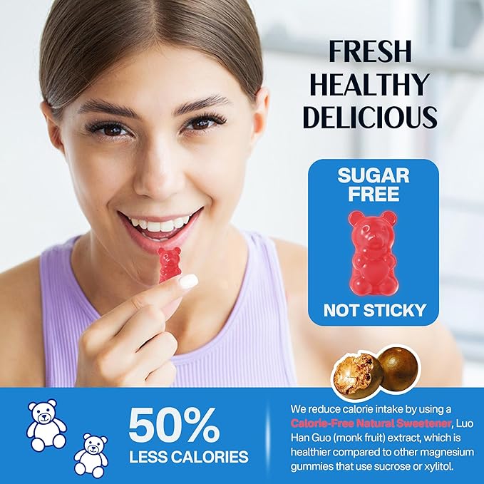 Magnesium Malate Energy Gummies Plus L-Theanine CoQ10 Methyl B12 Methylfolate B6 &amp D3-400mg Magnesium Gummy Sugar Free for Women Men Supports Muscle Function Calm &amp Relax Vegan 60 Cts