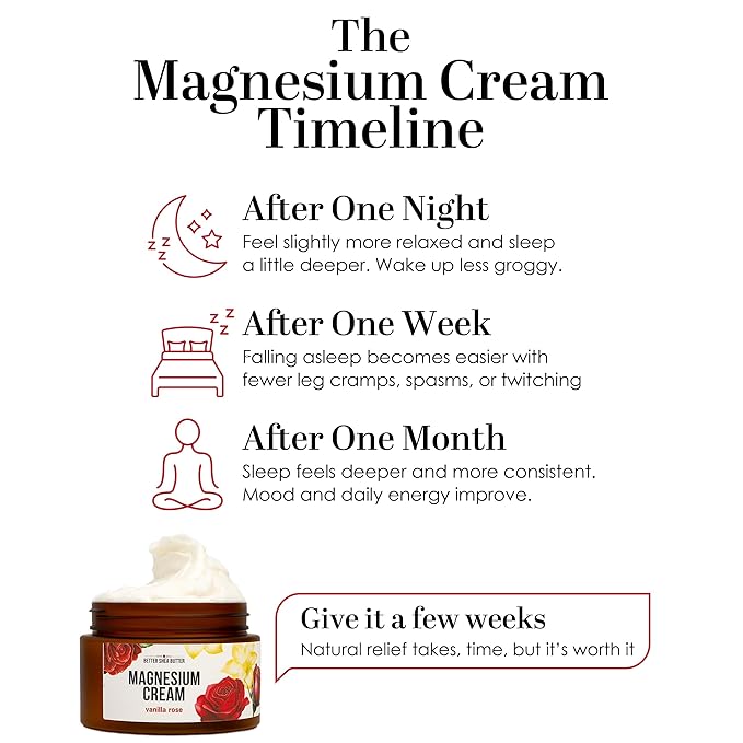 Better Shea Butter Magnesium Lotion for Women | Vanilla Rose | For Pregnancy Kids &amp Babies | Relieves Muscle Tension &amp Leg Cramps | Organic &amp Natural Ingredients