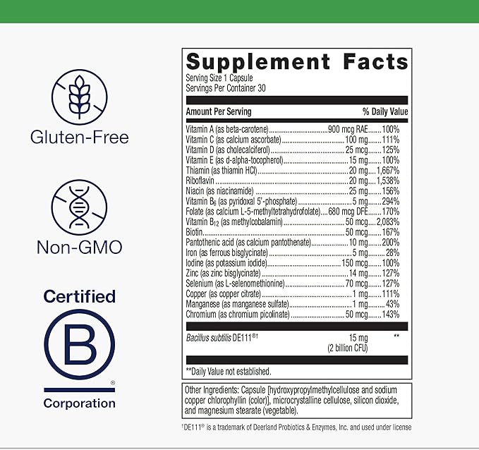 Metagenics UltraFlora Probiotic + Multivitamin - All-in-One Daily Gut Health &amp Digestive Balance Support* - Clinically Tested Probiotic Blend with 17 Essential Nutrients - Gluten-Free - 30 Capsule