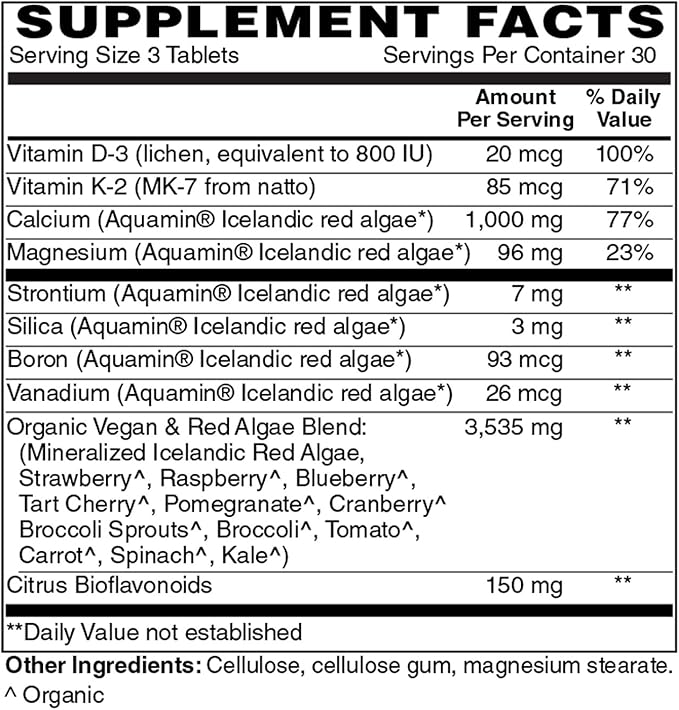 Holly Hill Health Foods Algae Based Calcium 1000 mg 90 Tablets