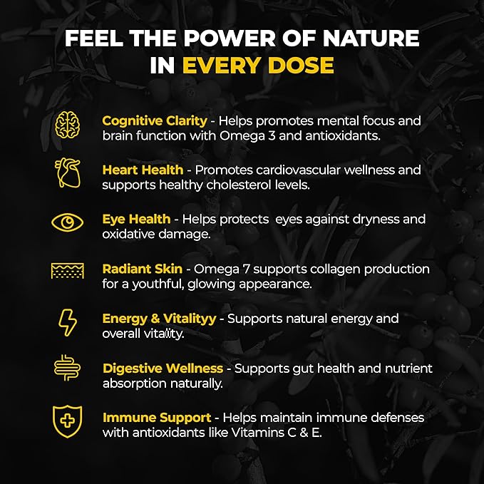 Immortal Sea Buckthorn Capsules – Ancient Power Modern Vitality for Men and Women with Omega 3 6 7 9 and Antioxidants for Radiant Skin Energy &amp Immune Support.