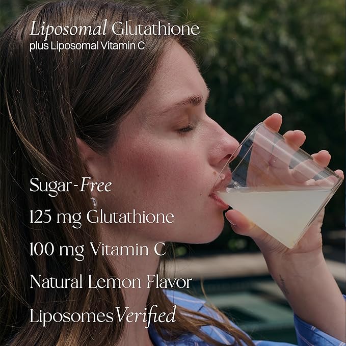 Liposomal Glutathione Powder 125 mg L-Glutathione + 100 mg Vitamin C Sugar-Free Lemon Packets Antioxidant Support for Skin Beauty &amp Detox Support 30 Count (Packaging May Vary)