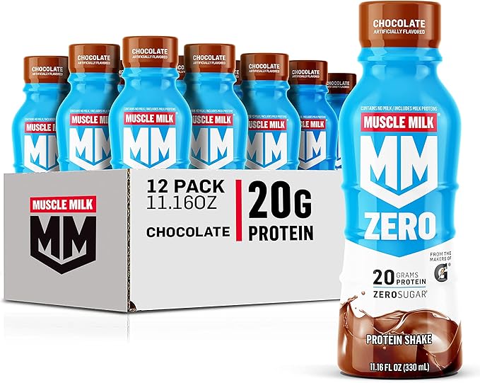 Muscle Milk Zero Protein Shake Chocolate 20g Protein Pack of 12 &amp Quest Nacho Cheese Protein Chips Pack of 12