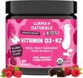 Llama Naturals Kids Vitamin D3 K2 Gummies Vegan Organic Children Toddler Vitamin D Gummies Real Fruit Gummy Vitamins No Added Sugar Cane Raspberry 60 Ct
