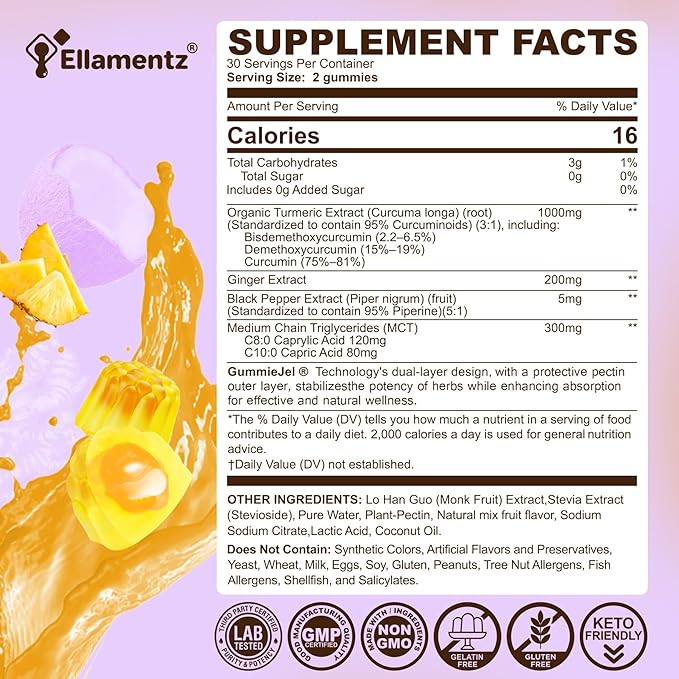 Omega 3 Gummies 2 Pack + 1 Pack Turmeric Gummies with Ginger