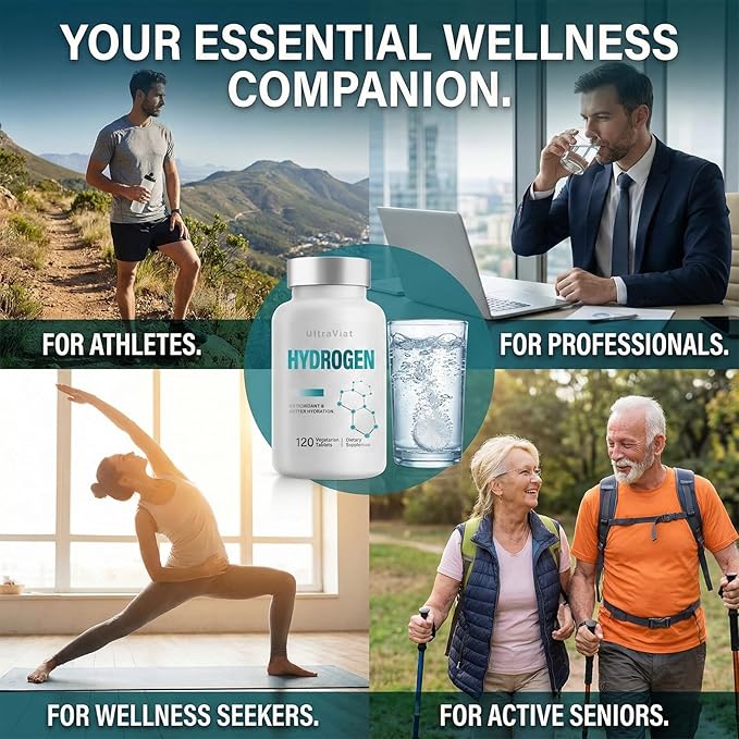 Hydrogen Water Tablets with Magnesium H2 Molecular Hydrogen Tablets for Drinking Water Supports Energy Metabolism Cognitive &amp Antioxidant 120 Count