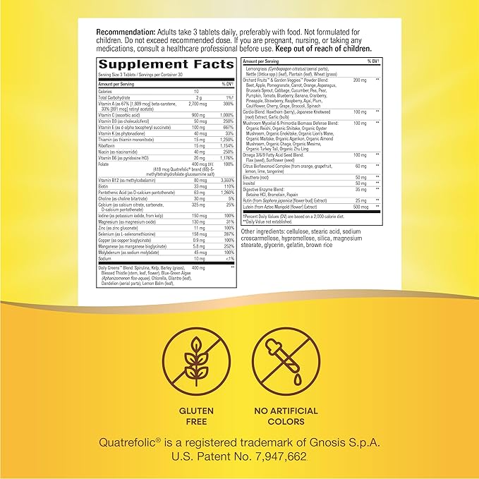 Nature's Way Alive! Max3 Potency Adult Complete Multivitamin High Potency B-Vitamins to Support Cellular Energy Metabolism* Multivitamin with Methylated B12 &amp Folate No Added Iron 90 Tablets