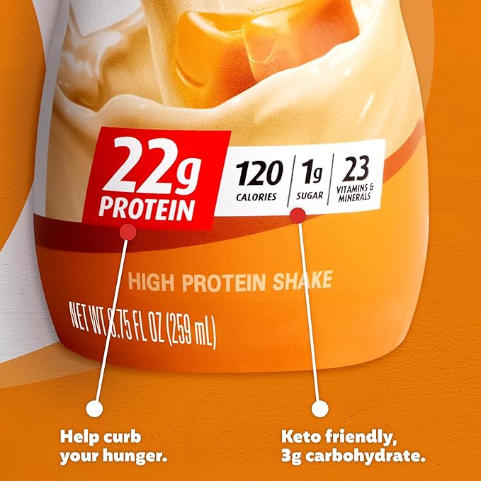 Premier Protein Shake MINIs Vanilla &amp Caramel Flavors 22g Protein 120 Calories 1g Sugar 8.75fl oz Packs of 12