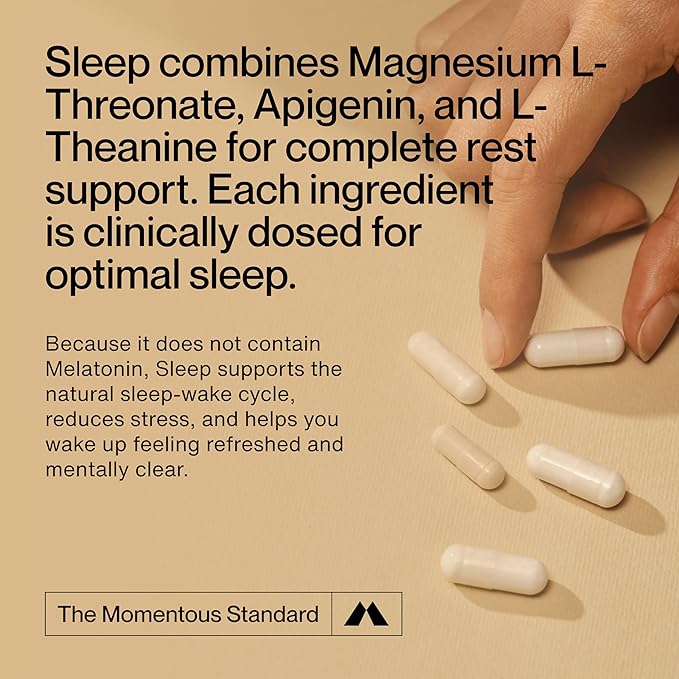 Momentous Nightly Sleep Pack - Magnesium L-Threonate L-Theanine and Apigenin - NSF Certified for Sport - 30 Servings