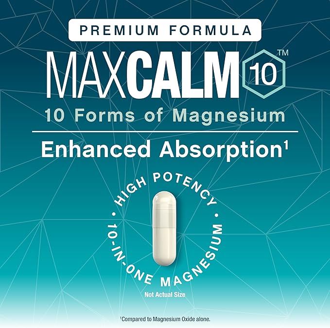 Natural Vitality MaxCalm Magnesium Complex Capsules | Advanced Formula &amp Enhanced Absorption | Gluten Free &amp Vegan Supplement | 90 Count