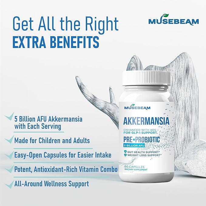 GLP-1 Support Prebiotic Probiotic Weight Loss Supplement - 5 Billion AFU Akkermansia Muciniphila with XOS - Activate Boost Natural GLP1 Support Metabolic &amp Gut Health for Men Women