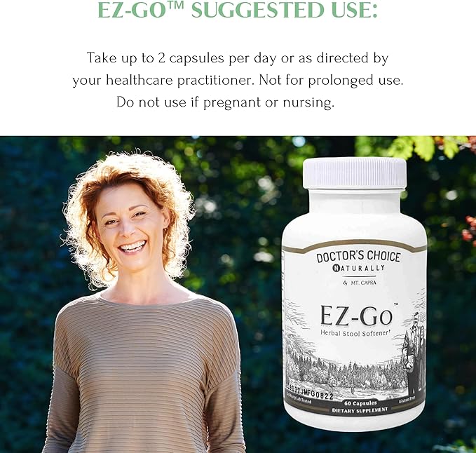 Mt. Capra EZ-Go Herbal Stool Softener | Non-Habit Forming Gentle Elimination Support | Includes Cape Aloe Gel Slippery Elm Bark Marshmallow Root Triphala Magnesium and Rhubarb Root | 30 Servings
