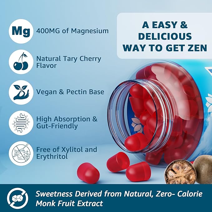 Magnesium Complex Gummies for Women Men 400mg 8 Forms of Magnesium Glycinate Citrate Malate - Sugar Free Calm Magnesium Gummies Supplement with Magnesium Ashwagandha D3 B12 for RelaxVegan120Cts