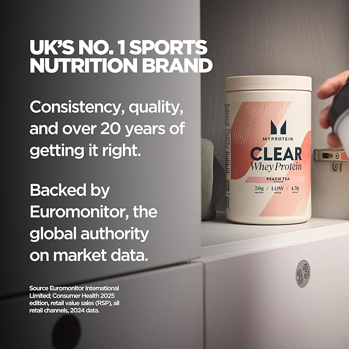 Myprotein Clear Whey Isolate Protein Powder 20 Servings (1.1lbs) Fruit Punch 20g Protein per Serving Naturally Flavored Drink Mix Daily Protein Intake for Superior Performance
