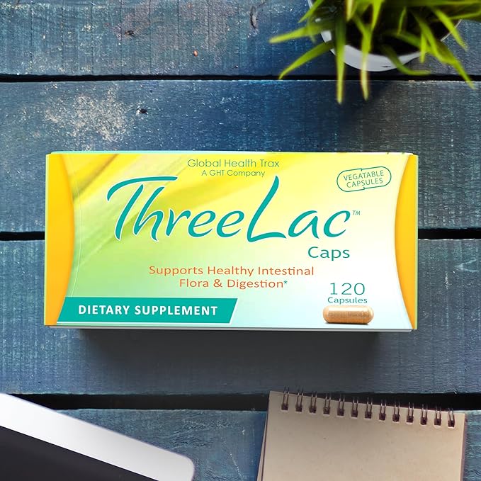 Global Health Trax GHT - ThreeLac Probiotic Capsules 120 Count - Comprehensive Digestive Support for Men Women and Children - Immune System and Gut Balance Non-GMO