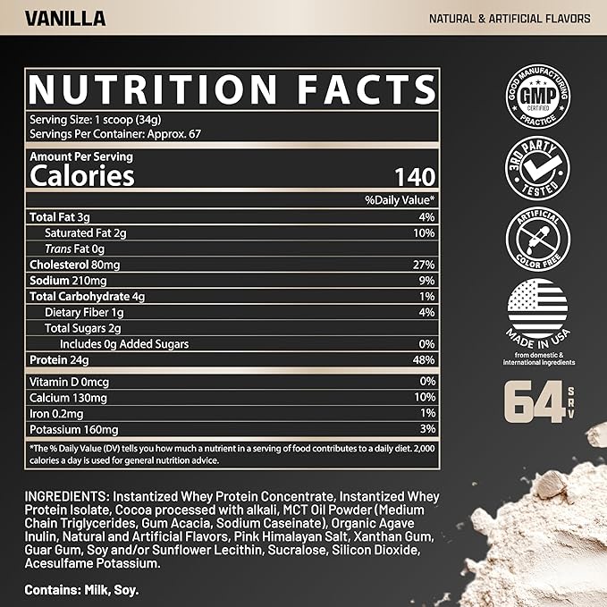 Nutrex Research Vanilla Whey Protein Powder | 5 Ib Tub of Isolate Protein | w/EAA &amp Hi BCAA for Muscle Gain | Muscle Builder for Men &amp Women | Sports Nutrition | Delicious Taste and Texture