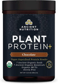Ancient Nutrition Plant Based Protein Powder Plant Protein+ Chocolate Organic Vegan Superfoods Supplement 15g Protein Per Serving Gluten Free Paleo Friendly 12 Serving