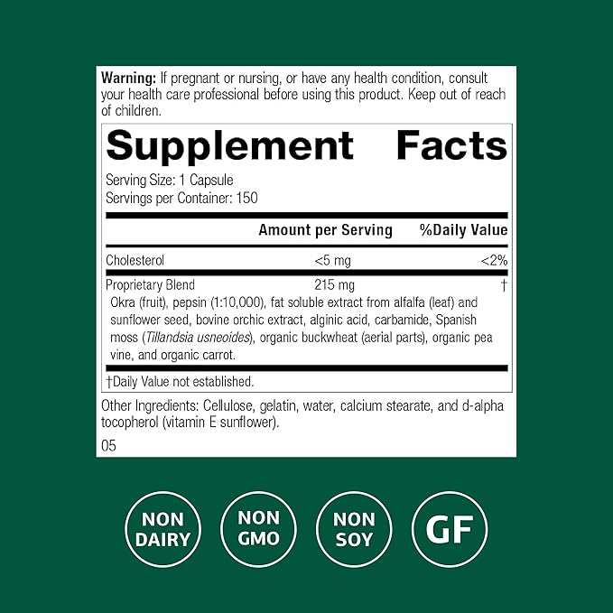 Standard Process Okra Pepsin E3 - Gastrointestinal &amp Gut Health Supplement - Supports Protein Digestion &amp Regular Digestive Function - Gluten-Free Non-Dairy &amp Non-Soy - 150 Capsules