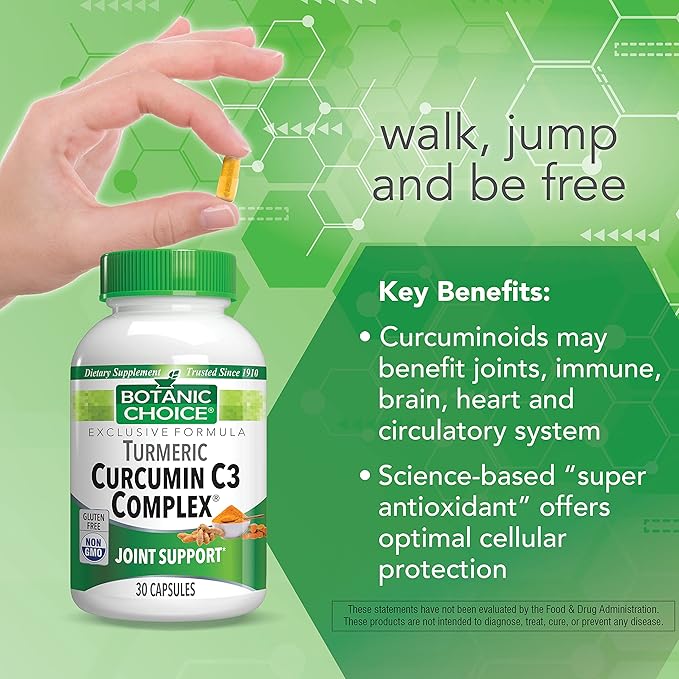 Botanic Choice Curcumin C3 Complex with Bioperine - Adult Daily Supplement - 30 Pills