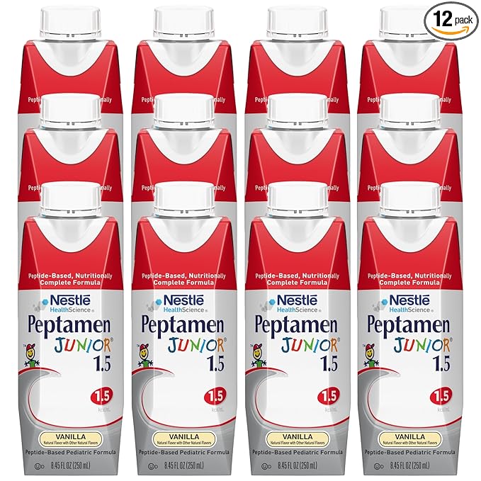 Peptamen Junior Tube Feeding Formula 1.5 Peptide-Based Complete Nutrition Vanilla 250 mL Carton 12 Count