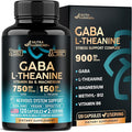 GABA L-Theanine 900 mg - Made in USA - Magnesium | Vitamin B6 - Calm Sleep Relaxation &amp Mood Support - 750 mg Gamma AminoButyric Acid 150 mg L-Theanine - Non-Habit Forming Vegan - 120 Capsules