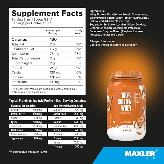 Maxler 100% Golden Whey Cinnamon Bun and Chocolate Peanut Butter Bundle