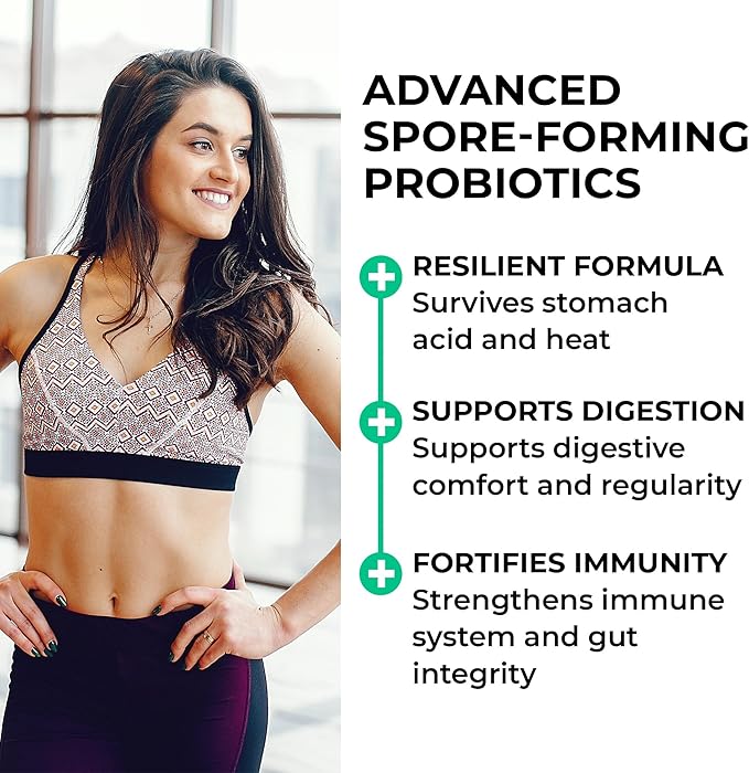 MultiSpore® Plus (Bacillus Coagulans &amp Bacillus Subtilis) Spore Based Probiotic | 120 Capsules - 4 Month Supply | Bloating Relief/Gut Health | Includes Digestive Enzymes &amp Prebiotic Inulin | U