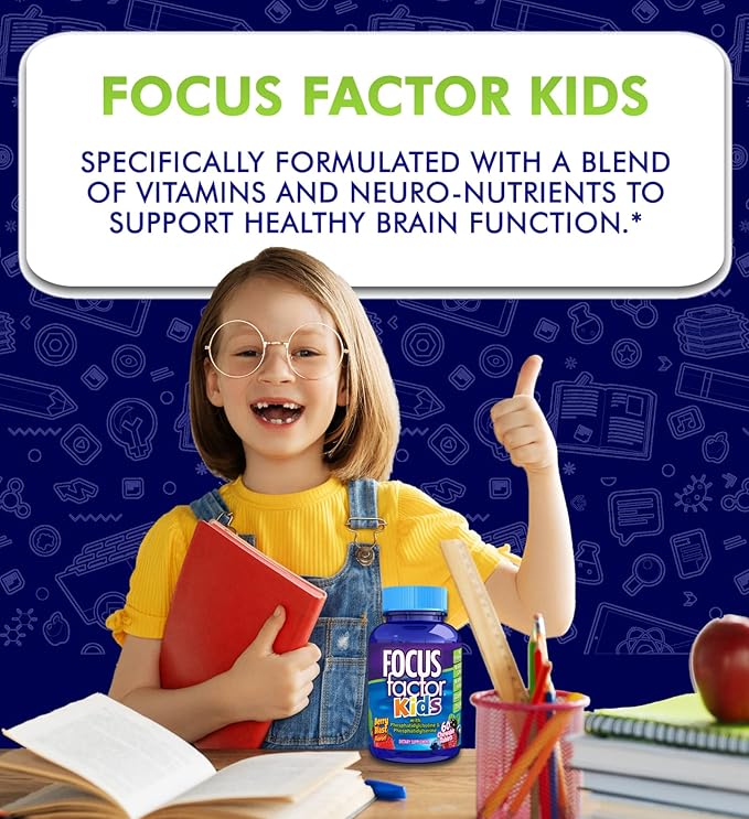 Focus Factor Kids Complete Daily Chewable Vitamins Multivitamin &amp OLLY Kids Chillax Magnesium Gummies Lemon Balm Calm Chews