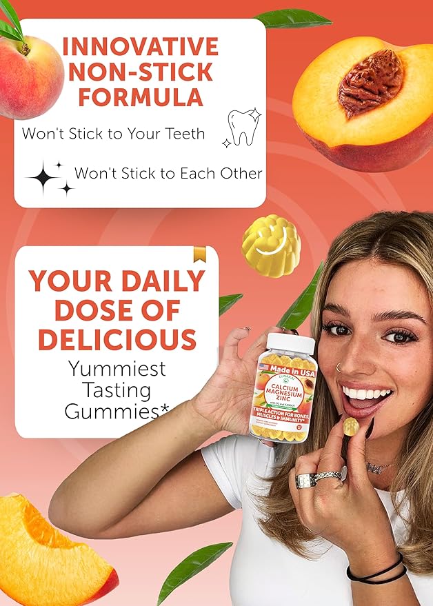 Lunakai USA Made Calcium Magnesium Zinc + D3 + K2 Gummies Bundle – Naturally Flavored Non-GMO – 60ct Each