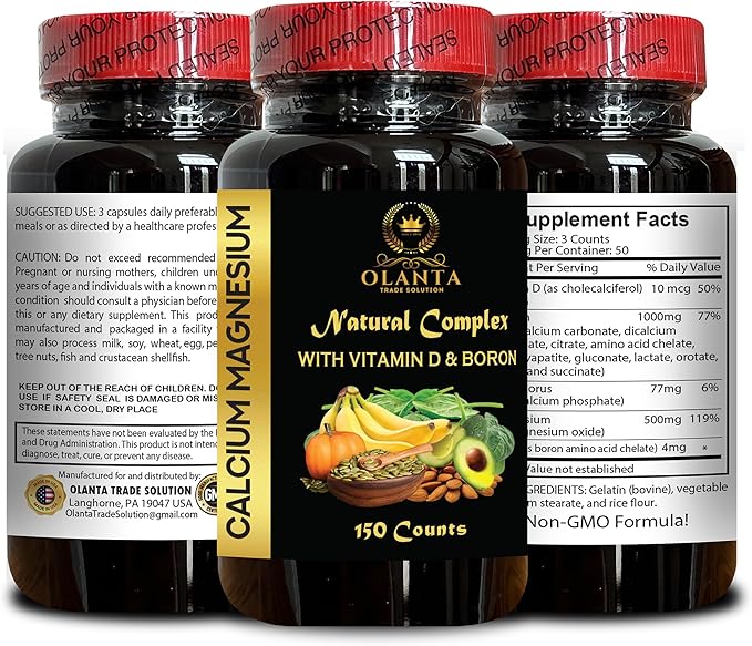 Daily Calcium Magnesium – Absorption Formula - Calcium Magnesium Supplement Gluten-Free Complete Nutritional Support for Every Day Balanced Diet - 2 Bottles 200 Capsules