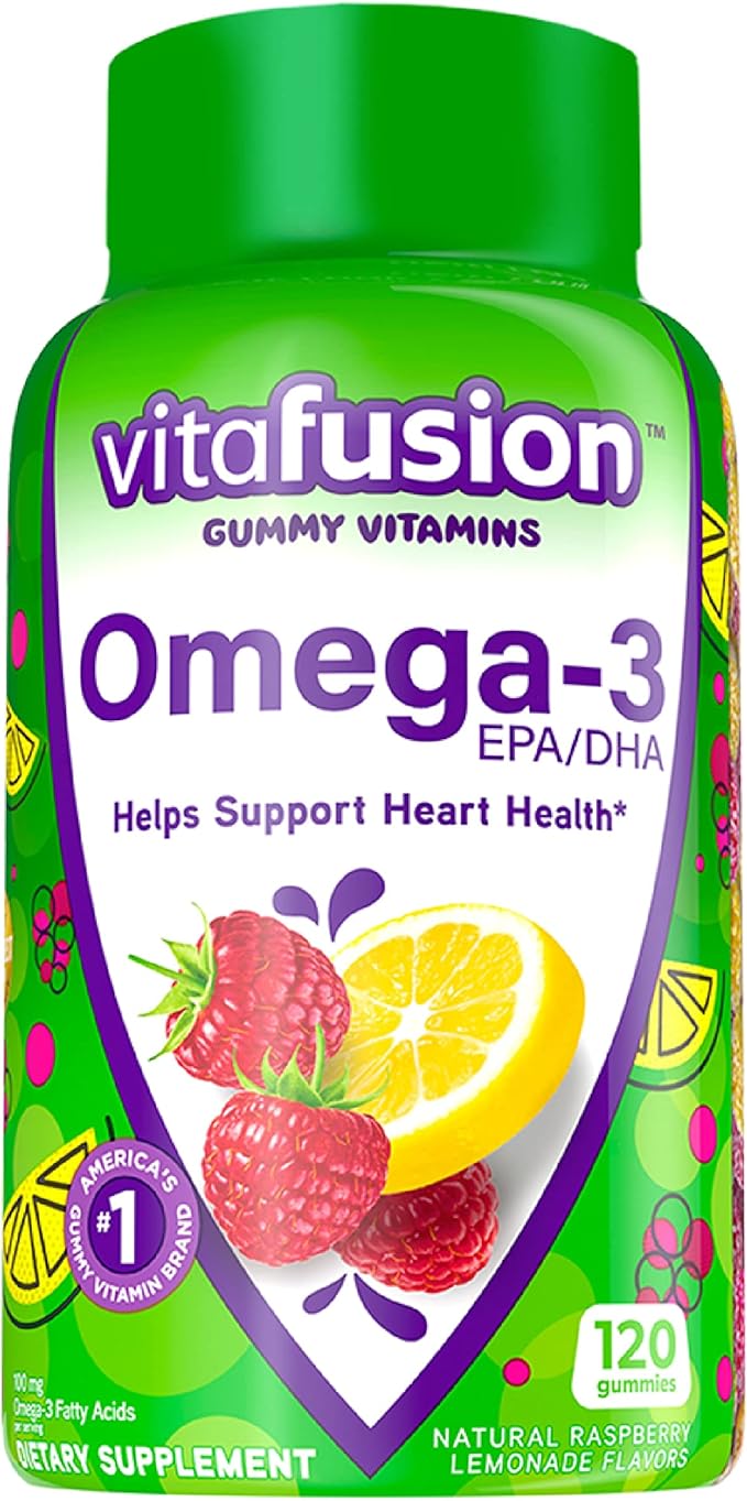 Vitafusion Omega-3 Heart Health Gummy Vitamins with Cranberry Gummies for Women 120 Count Omega 3 EPA/DHA Berry Lemonade and 60 Count 500mg Cranberry Juice Concentrate per Serving