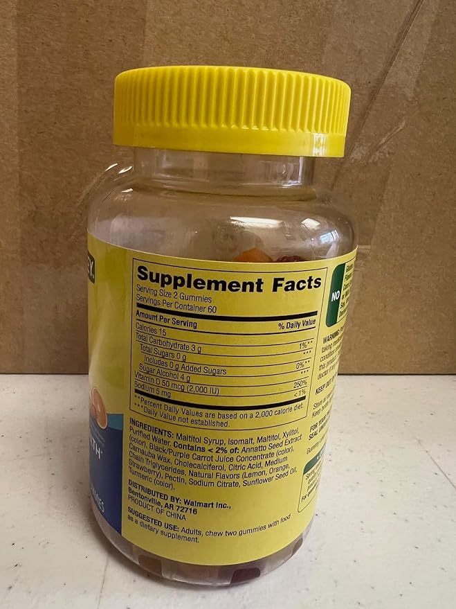 Choice Bundle Spring Valley Zero Sugar Vitamin D 50 mcg Gummies 120 Ct 4 pk (480 Total) Plus Vitamin Guide &amp Pill Container (6 Items)!