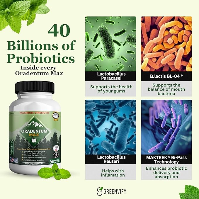 Oradentum Max Probiotic Supplement 40 Billion CFU 60 Capsules 30 Day Supply (3)