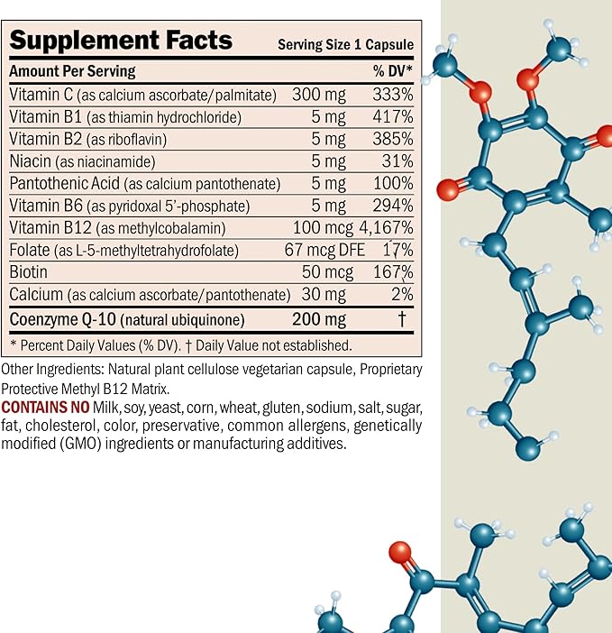 ANDREW LESSMAN Coenzyme Q-10 200 mg 180 Capsules - Essential for Energy Production and Optimum Key Organ Function Anti-Oxidant Support Depleted by Aging Plus B-Complex. Easy to Swallow Capsules
